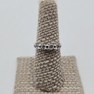 Size 7 Sterling Silver Several Cubic Zirconia Gemstones Ring A4353